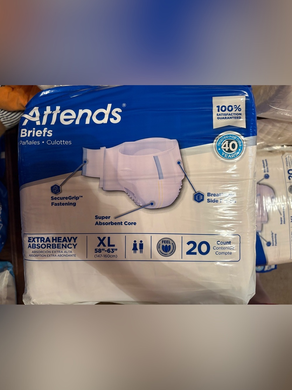 Unisex XL White Absorbent Briefs - 20 Count